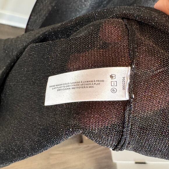 Fleur De Mal  Sheer Racerback Midi Dress NEW Black Silver Metallic Shimmer NWT S - Picture 7 of 7